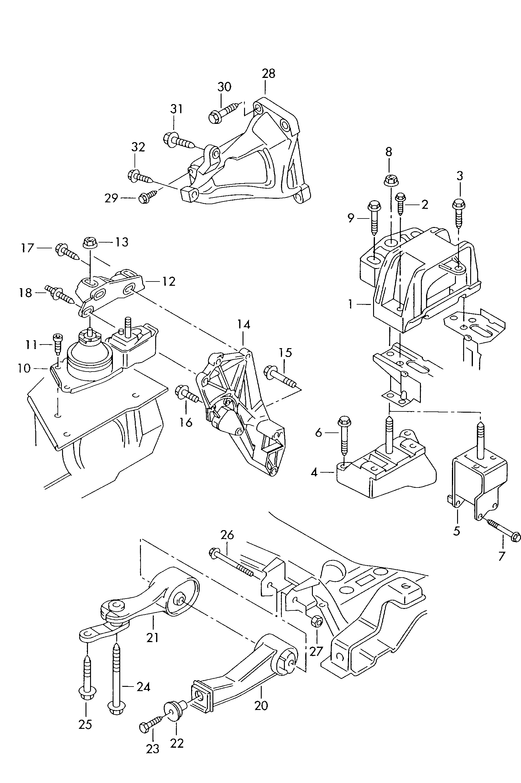 Skoda 7M3199132T - Piekare, Dzinējs ps1.lv