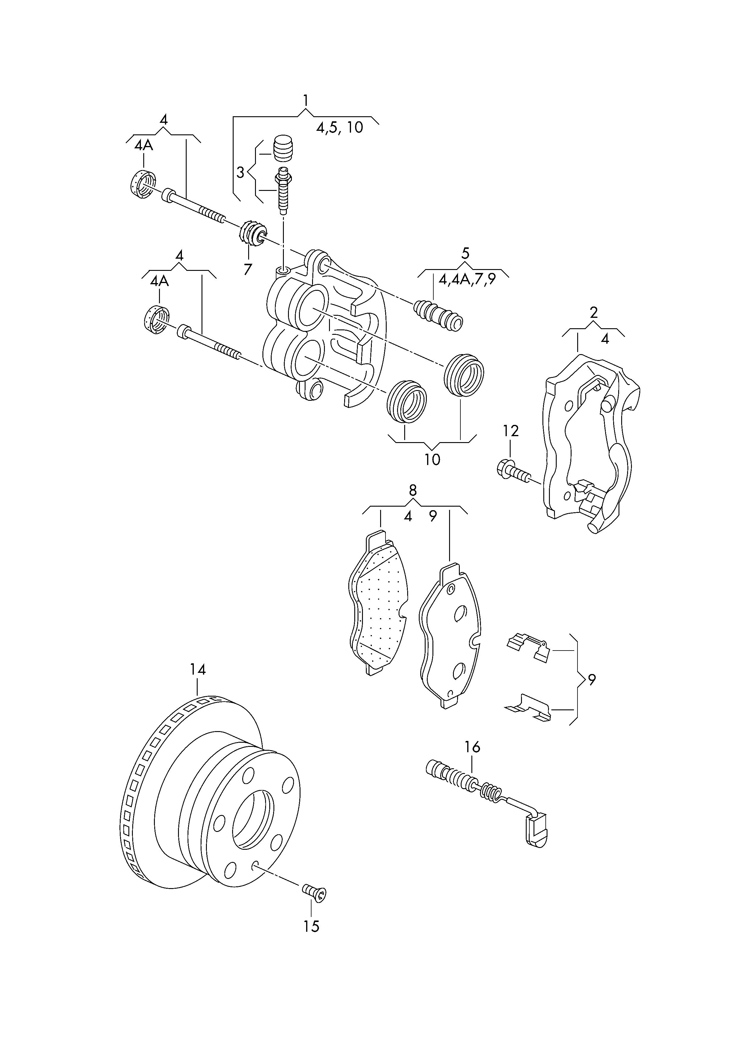 VAG 2E0698295 - Virzītājčaulu komplekts, Bremžu suports ps1.lv