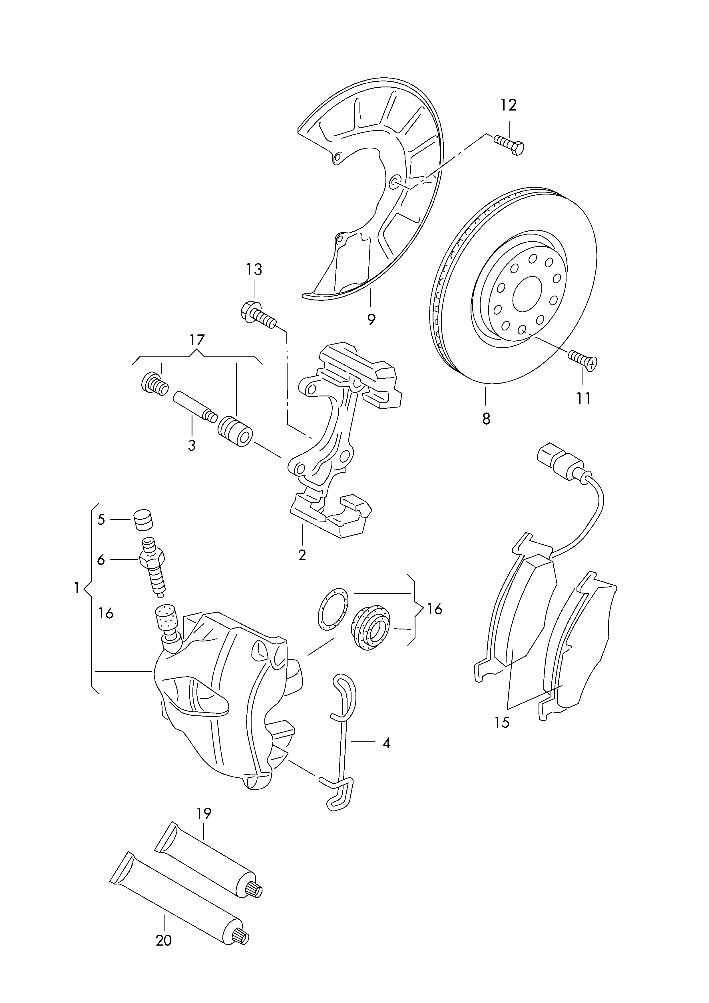 Skoda (SVW) 3C0698151A - 1 set: brake pads with wear indicator for disc brake ps1.lv