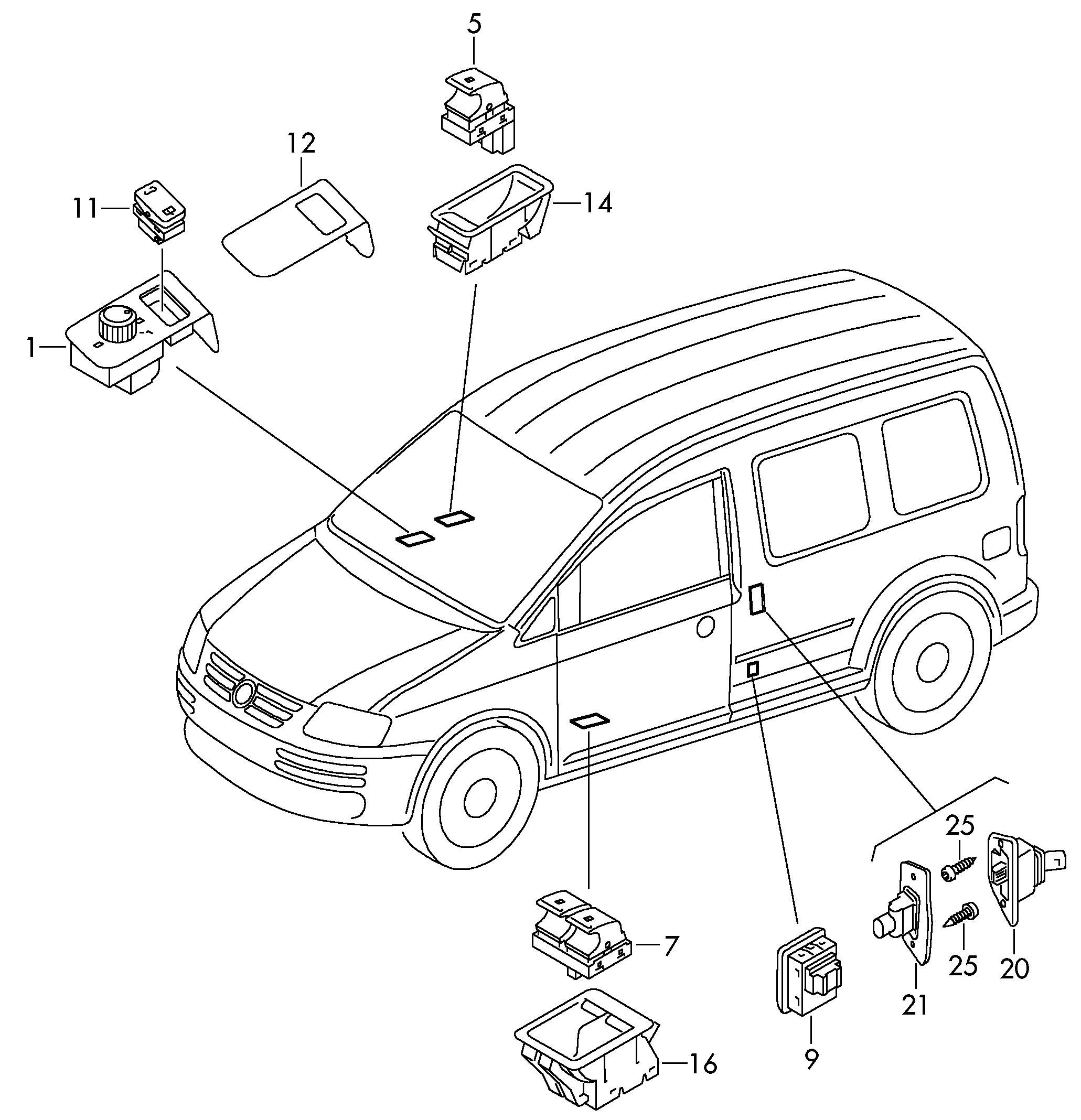 Seat 1K3959857C - Slēdzis, Stikla pacēlājmehānisms ps1.lv