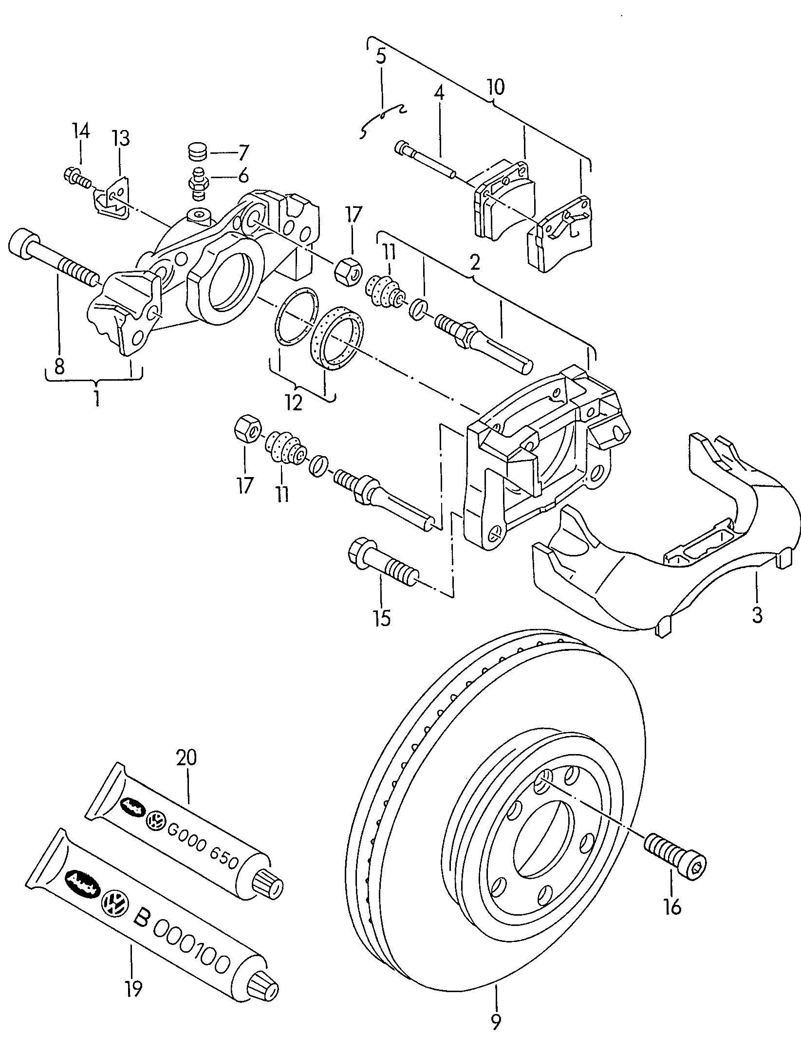 VW 701 698 151 H - Bremžu uzliku kompl., Disku bremzes ps1.lv