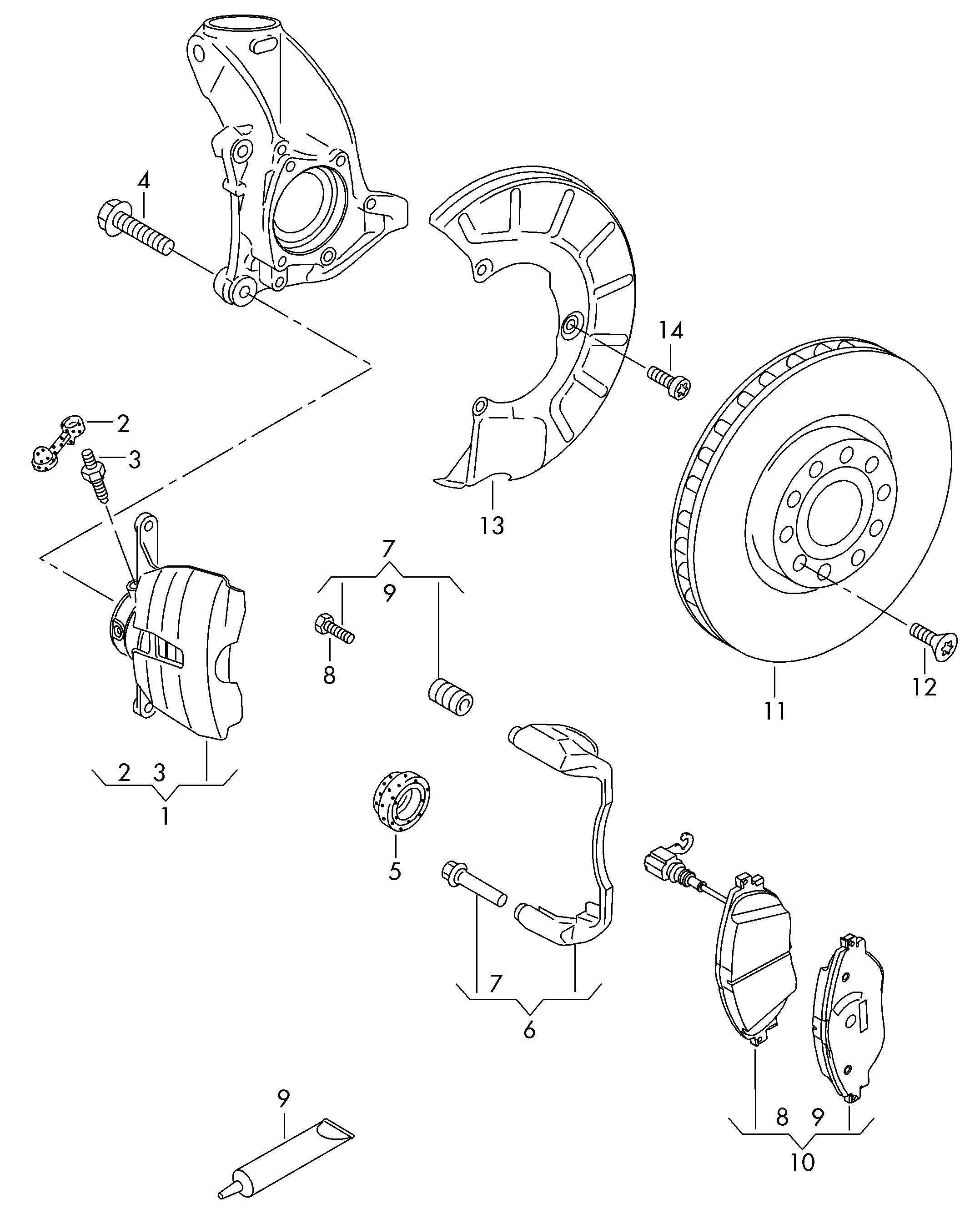 VAG 7N0 698 647A - Virzītājčaulu komplekts, Bremžu suports ps1.lv