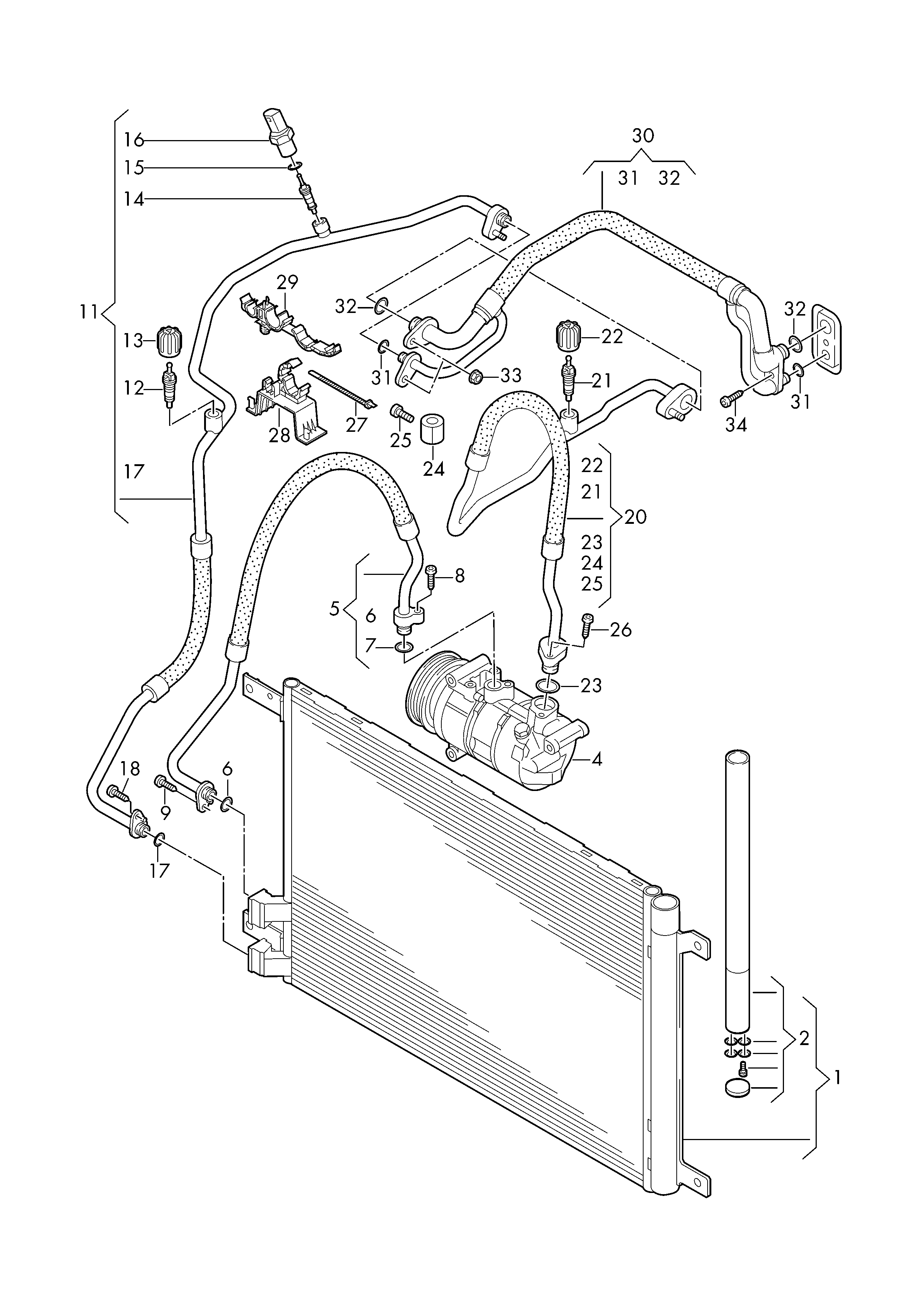 VW 5Q0816411AM - A/C condenser with fluid reservoir ps1.lv