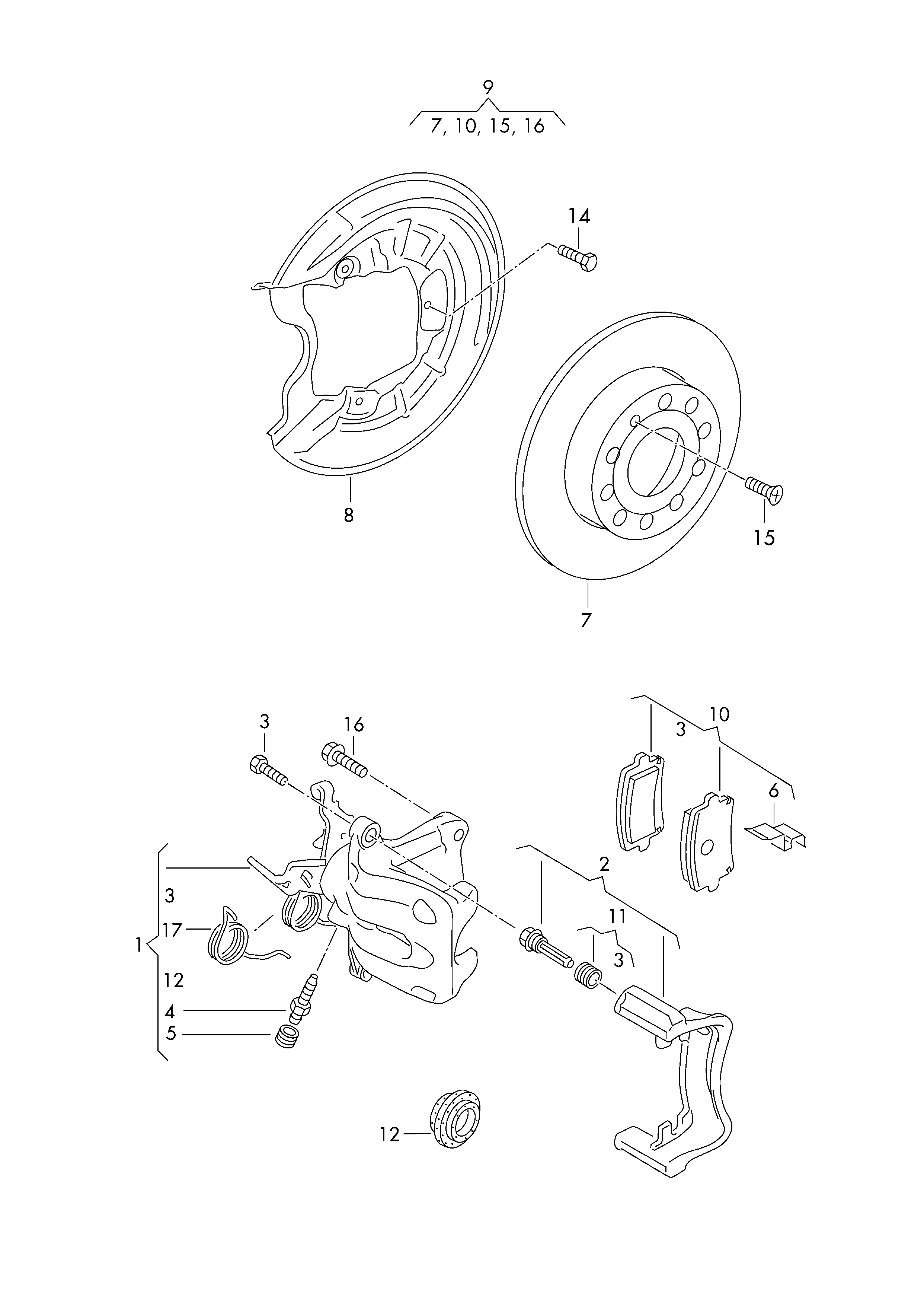 VAG 5K0 698 231 - Piederumu komplekts, Disku bremžu uzlikas ps1.lv