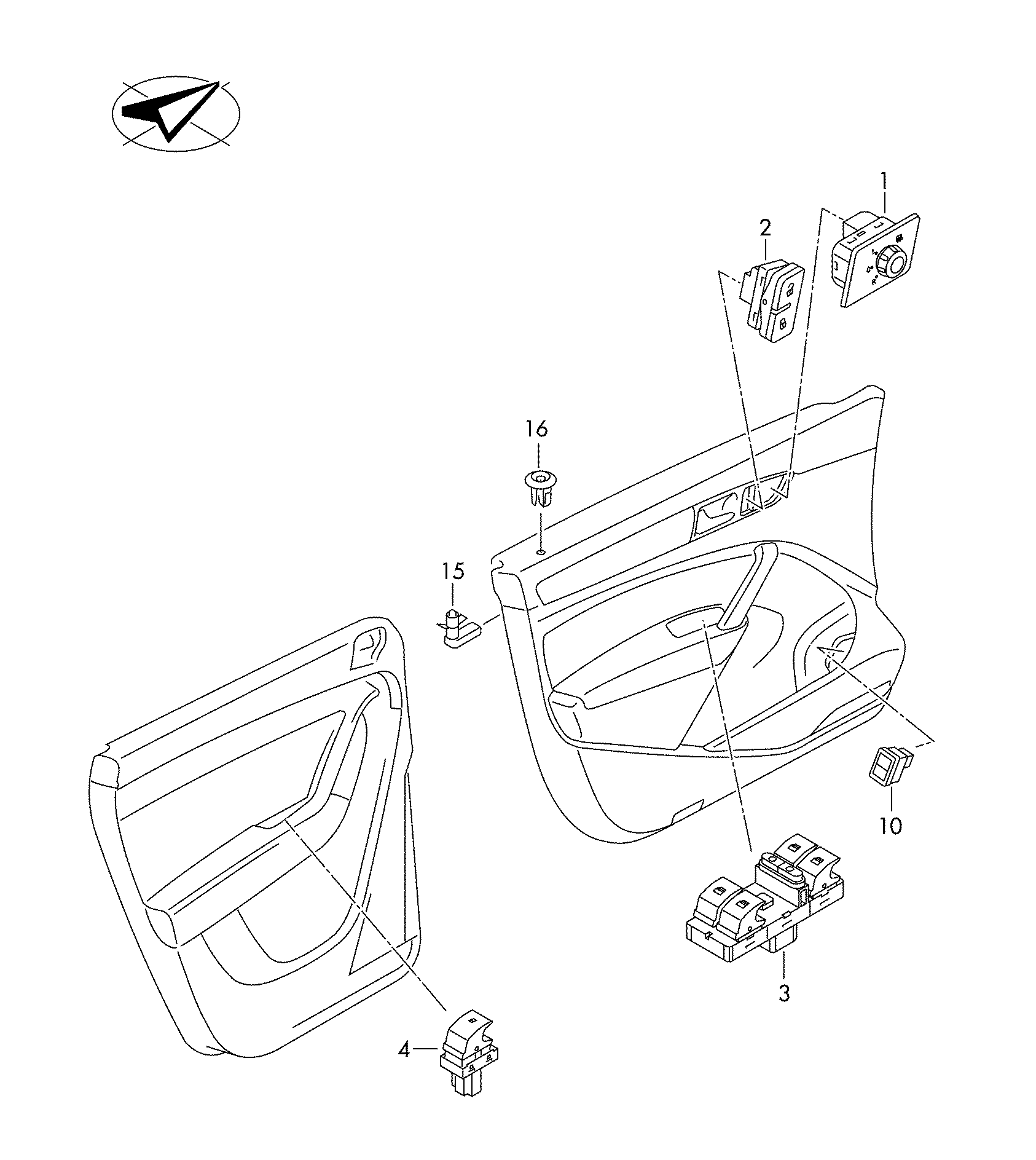 VW 5K0959855 - Slēdzis, Stikla pacēlājmehānisms ps1.lv