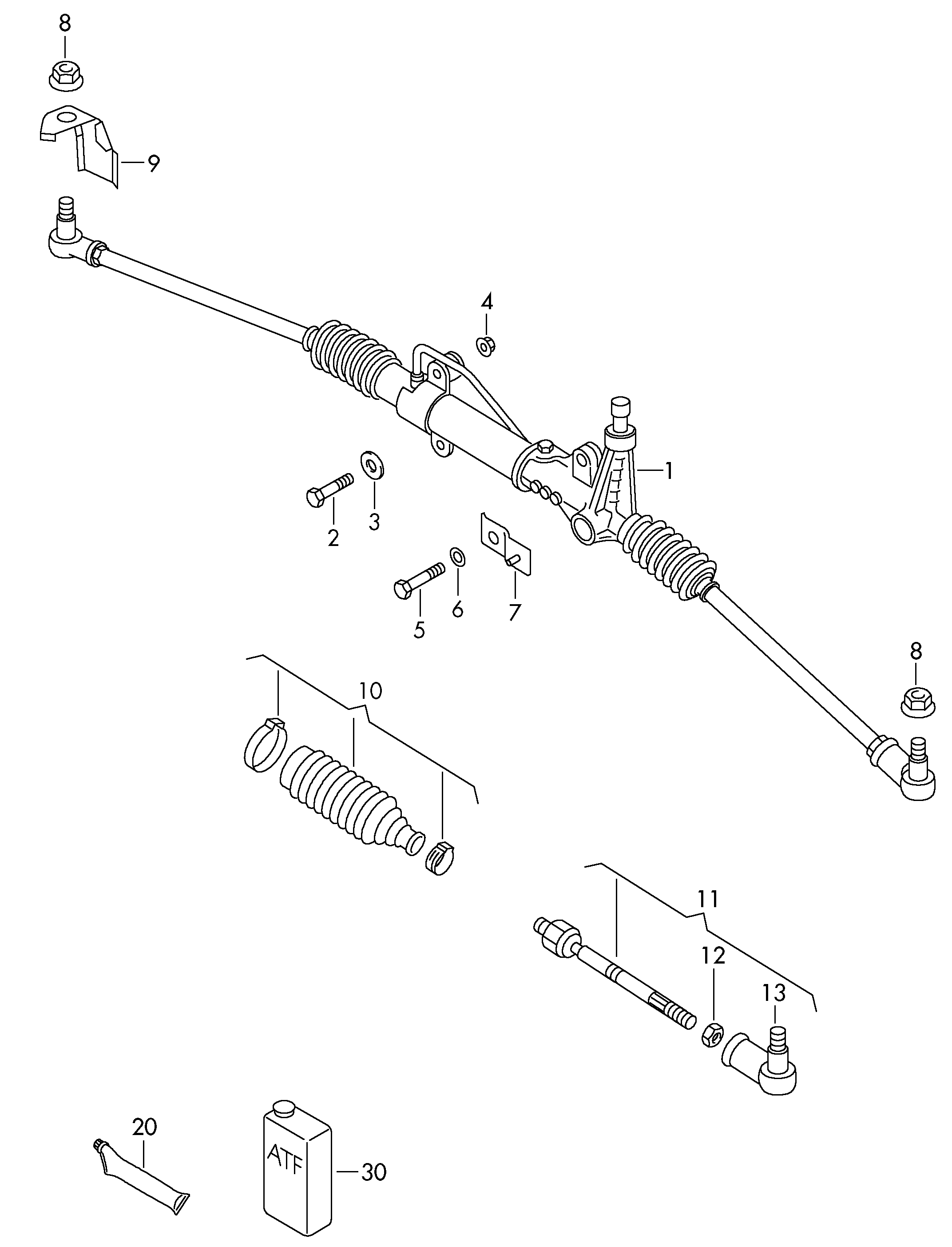 AUDI 2D0422803 - Aksiālais šarnīrs, Stūres šķērsstiepnis ps1.lv