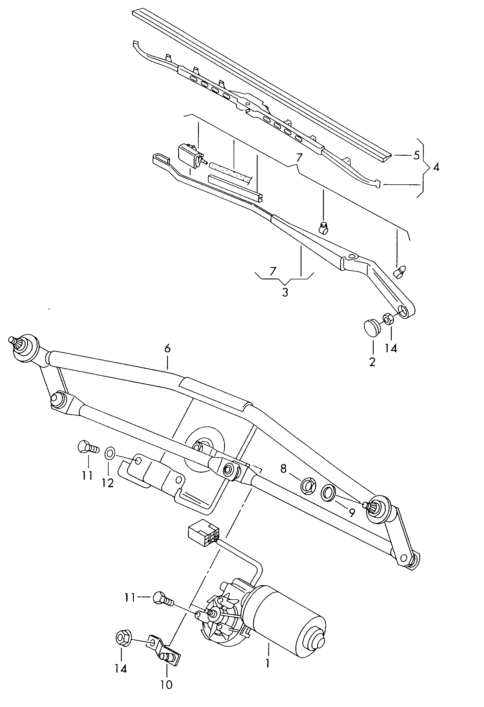 Seat 2D1 955 603 - Stiklu tīrītāja sviru un stiepņu sistēma ps1.lv