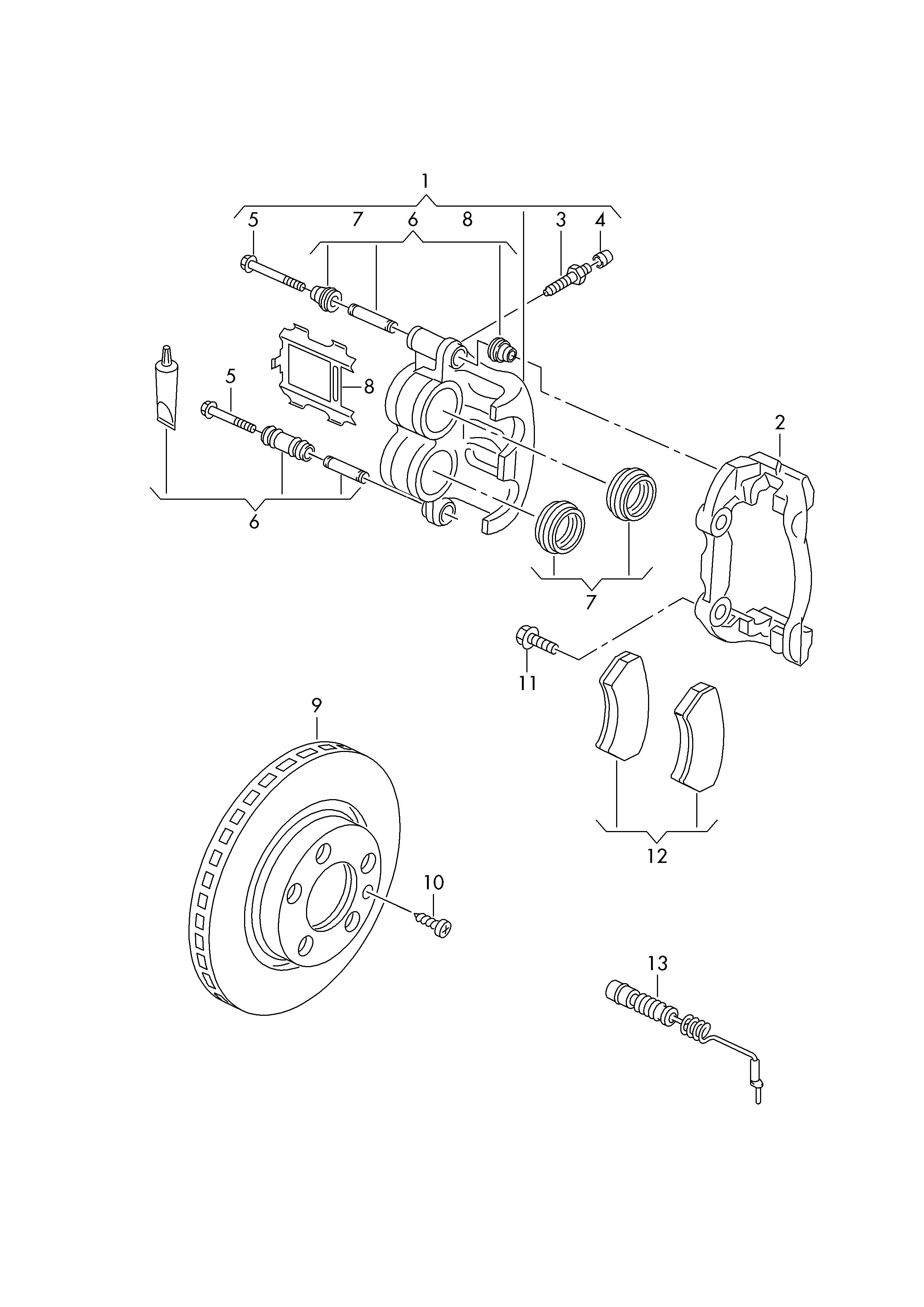 Skoda 2D0615123A - Remkomplekts, Bremžu suports ps1.lv