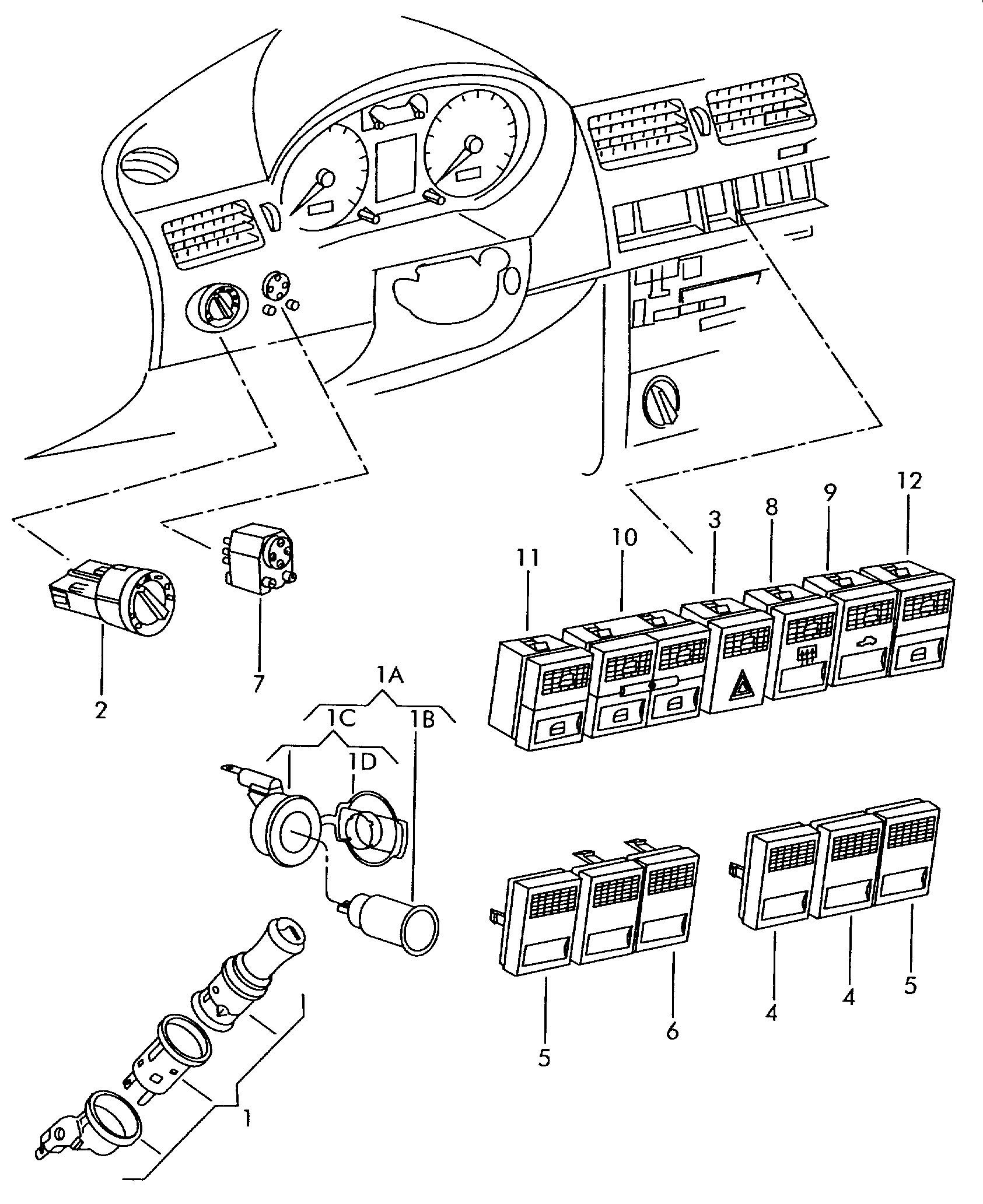 Seat 1C0 941 531 A - Slēdzis, Priekšējās gaismas ps1.lv