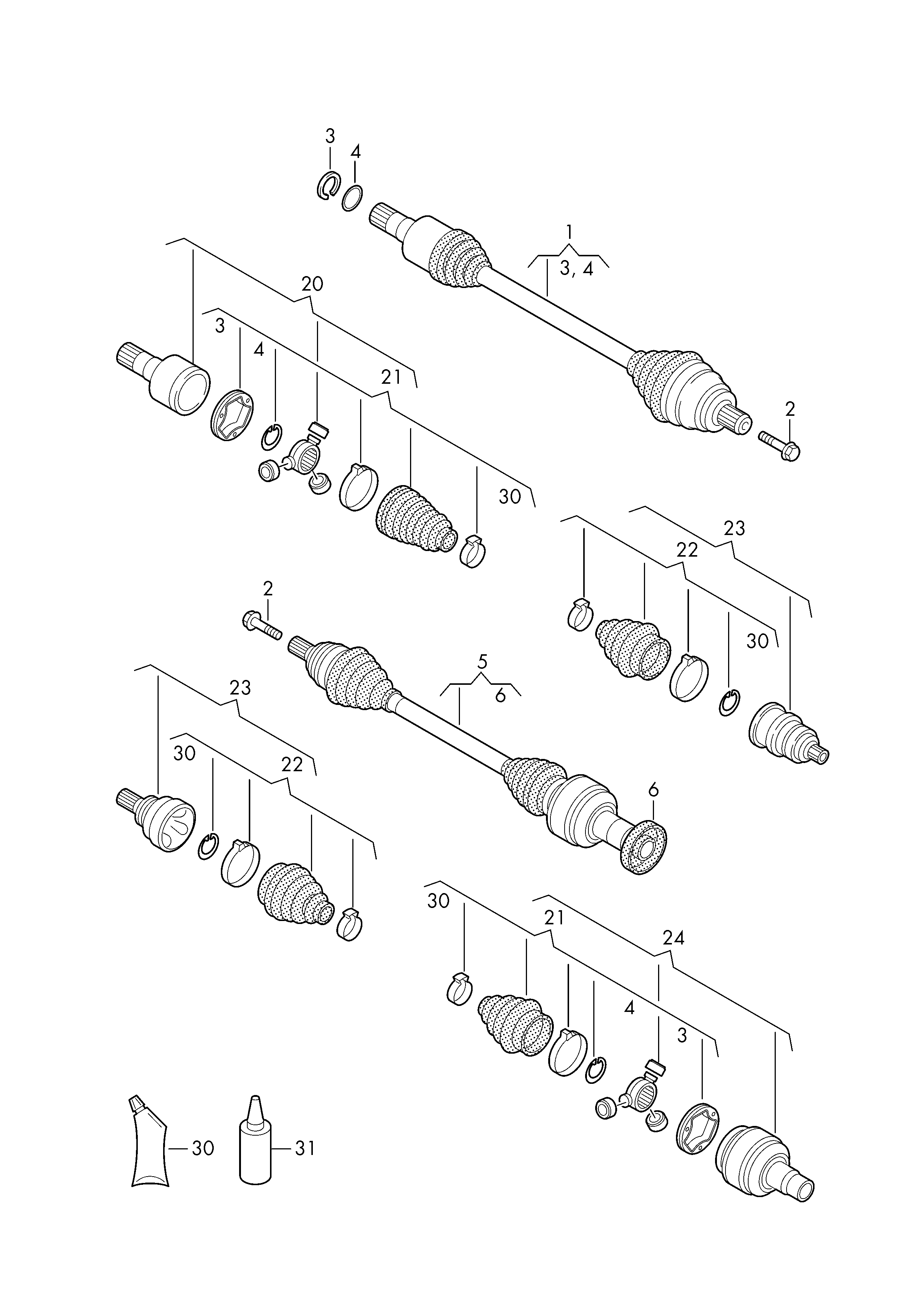 Skoda 5N0 498 099 D - Šarnīru komplekts, Piedziņas vārpsta ps1.lv