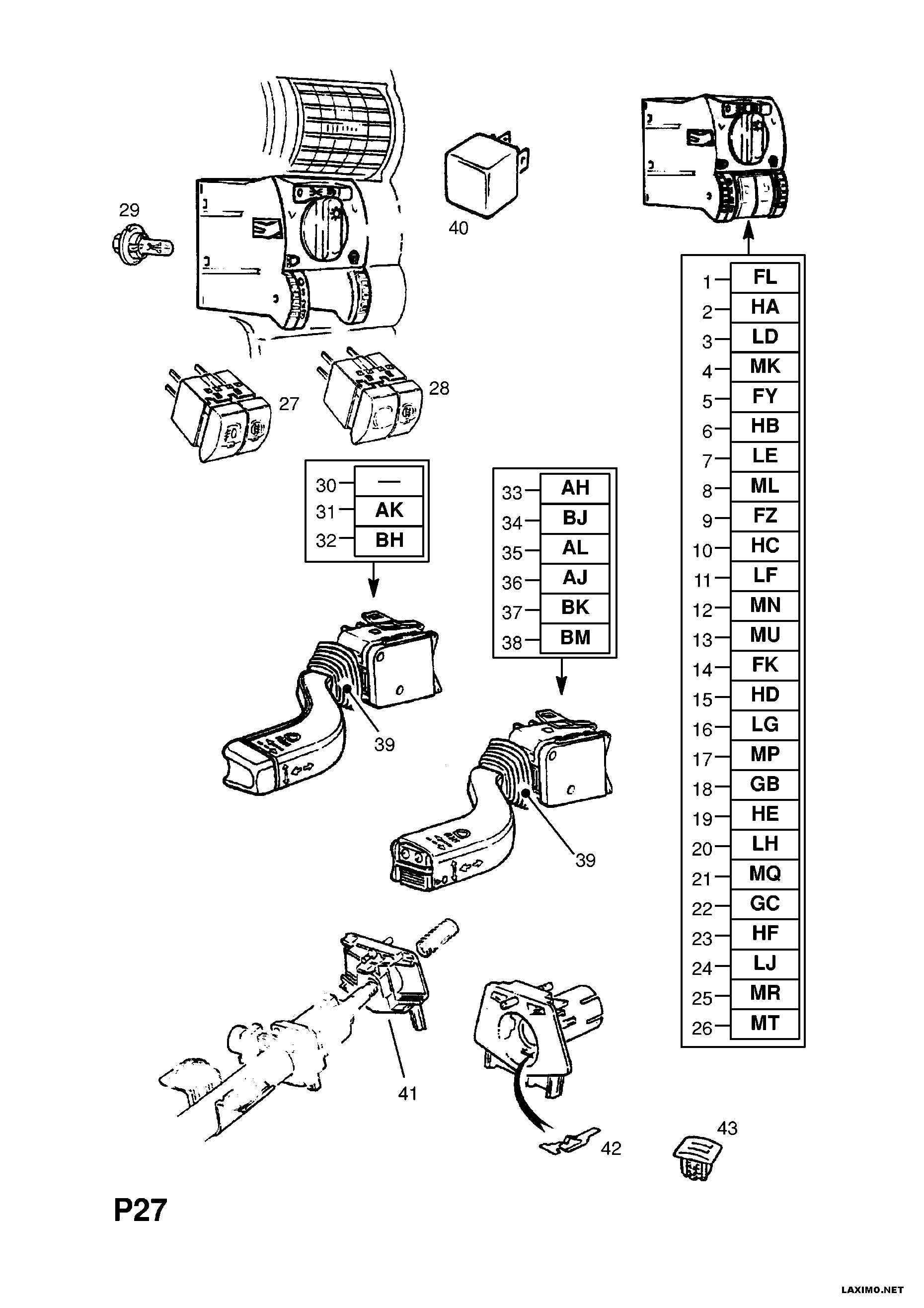 Opel 12 41 250 - Slēdzis uz stūres statnes ps1.lv