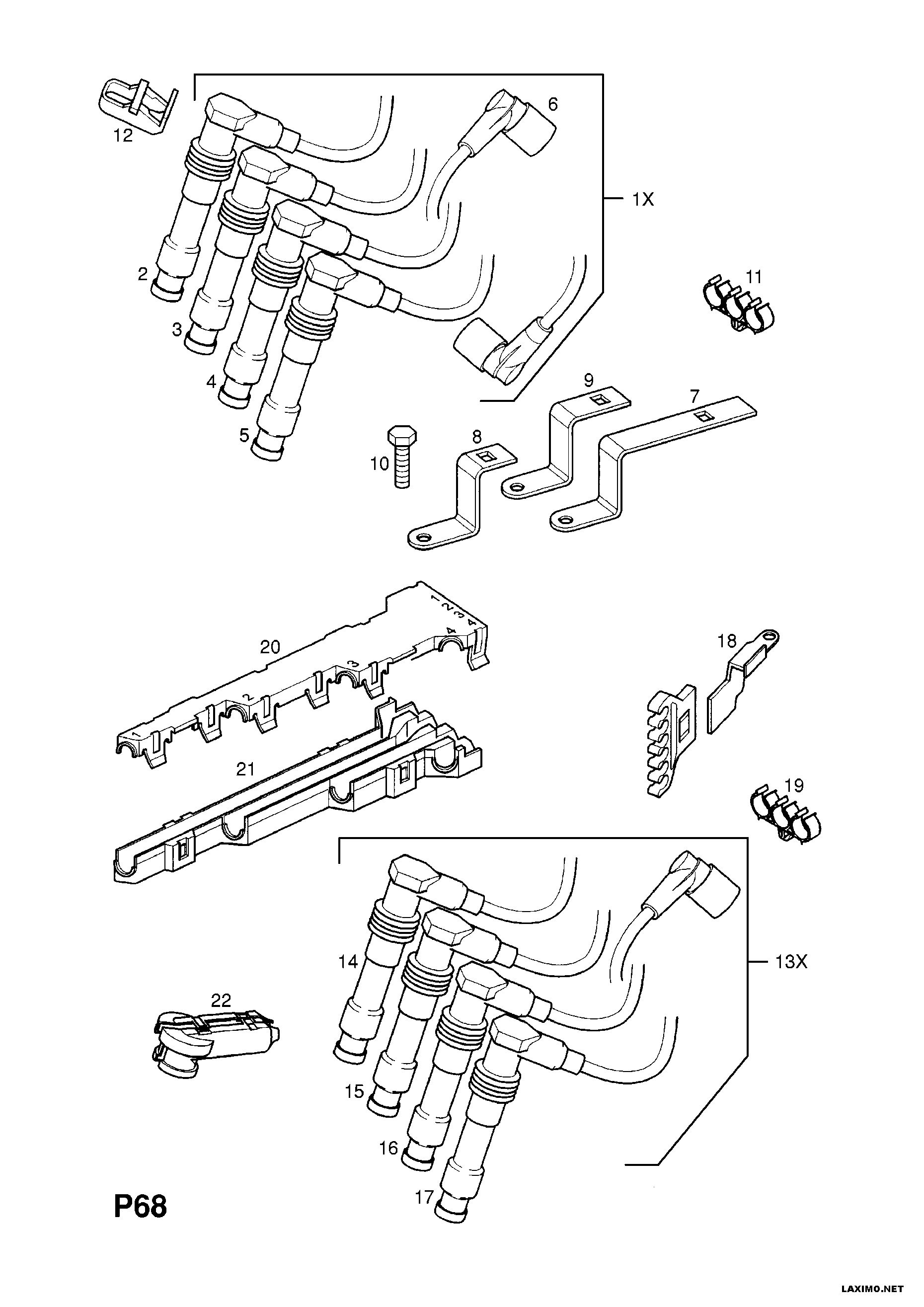 Opel 12 82 044 - Augstsprieguma vadu komplekts ps1.lv