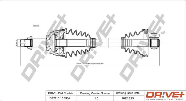 Dr!ve+ DP2110.10.0334 - Приводной вал ps1.lv